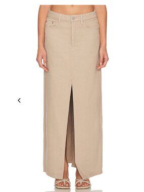 NWT Still Here Lima Maxi Denim Skirt in Khaki